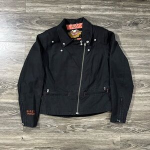 Vintage 2003 Harley-Davidson Black Moto Jacket Women Size M